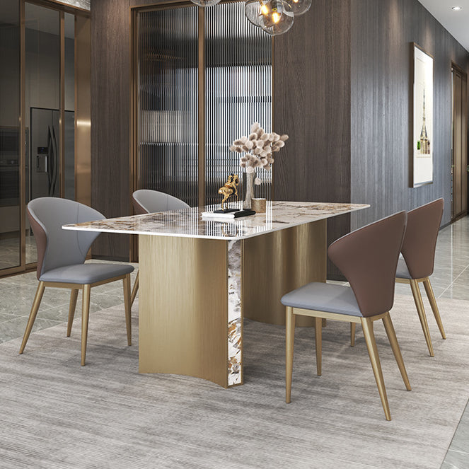 Luxurious Sintered Stone Top Dining Set Rectangle 1/3/4/5/7 Pieces Dining Room Table Set