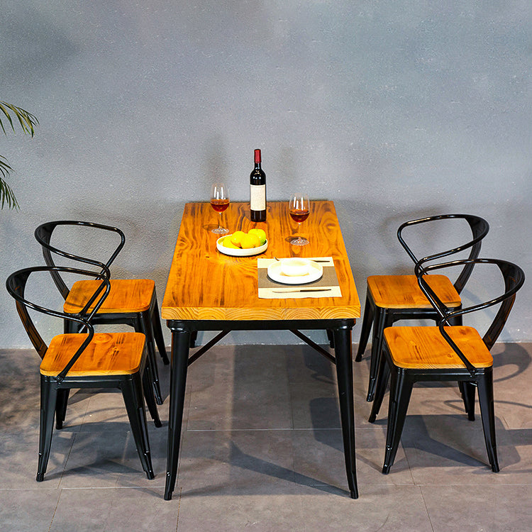 Industrial Dining Chairs Set 1/2/5 Pcs Solid Wood Top Table with Metal Windsor Chairs