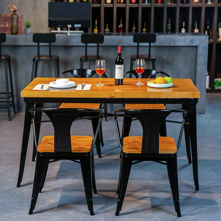 Industrial Dining Chairs Set 1/2/5 Pcs Solid Wood Top Table with Metal Windsor Chairs