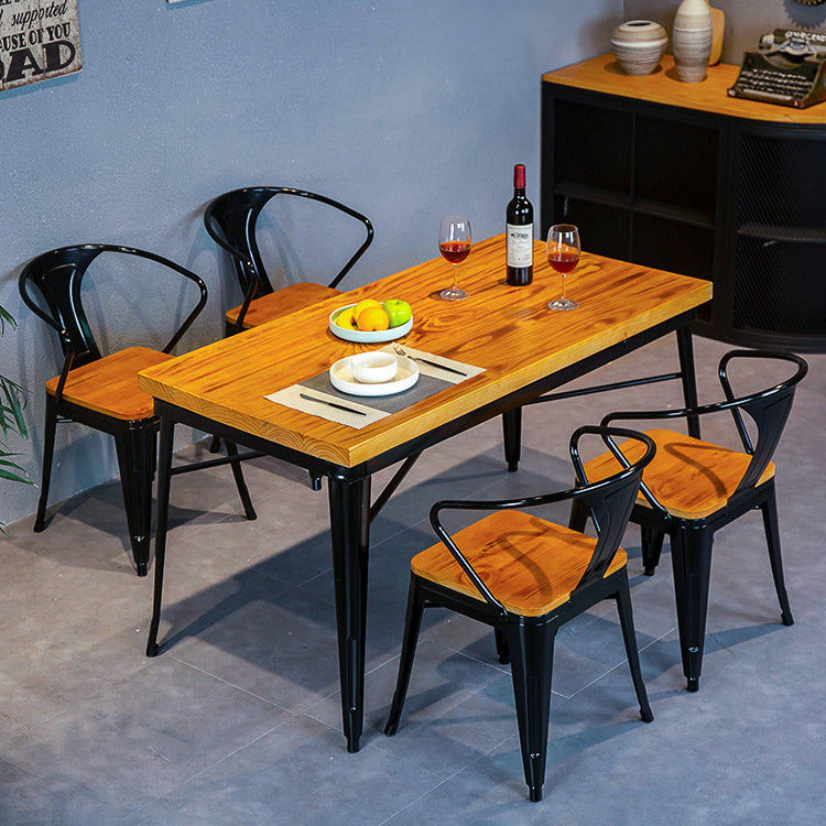 Industrial Dining Chairs Set 1/2/5 Pcs Solid Wood Top Table with Metal Windsor Chairs