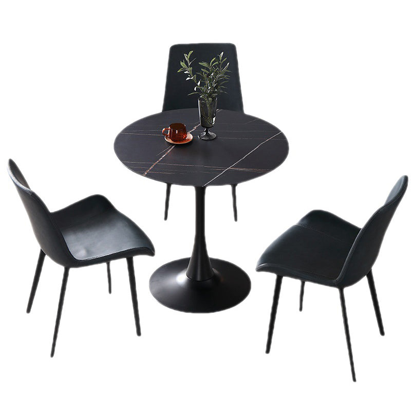Modern Round Dining Set Stone 1/2/5 Pieces Dining Furniture in Matte Finish for Indoor
