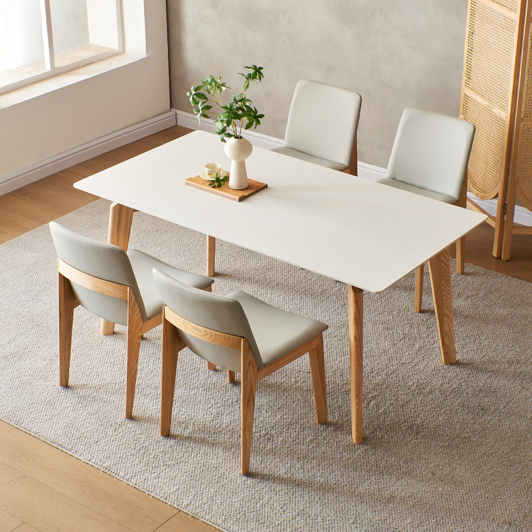 Modern Sintered Stone Top Dining Set Rectangle 1/4/5 Pieces Wooden Dining Room Table Set