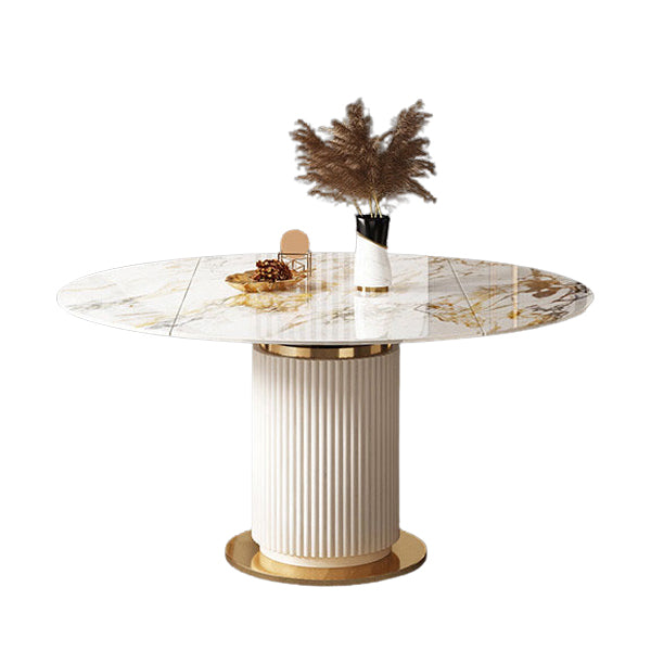 Glam Round Dining Set Stone 1/4/7 Pieces Dining Furniture for Indoor