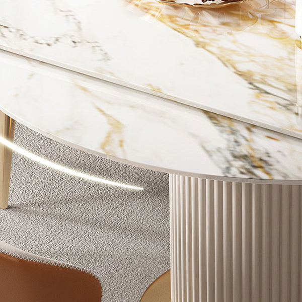 Glam Round Dining Set Stone 1/4/7 Pieces Dining Furniture for Indoor