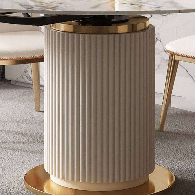 Glam Round Dining Set Stone 1/4/7 Pieces Dining Furniture for Indoor