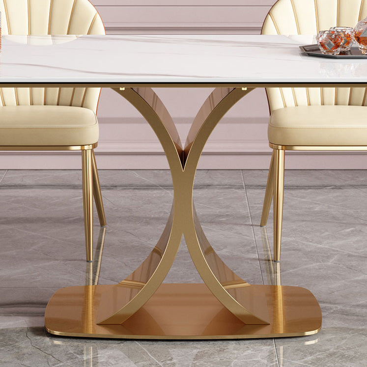 Nordic Sintered Stone Top Dining Set Rectangle 1/3/4/5/7 Pieces Dinette Table Set