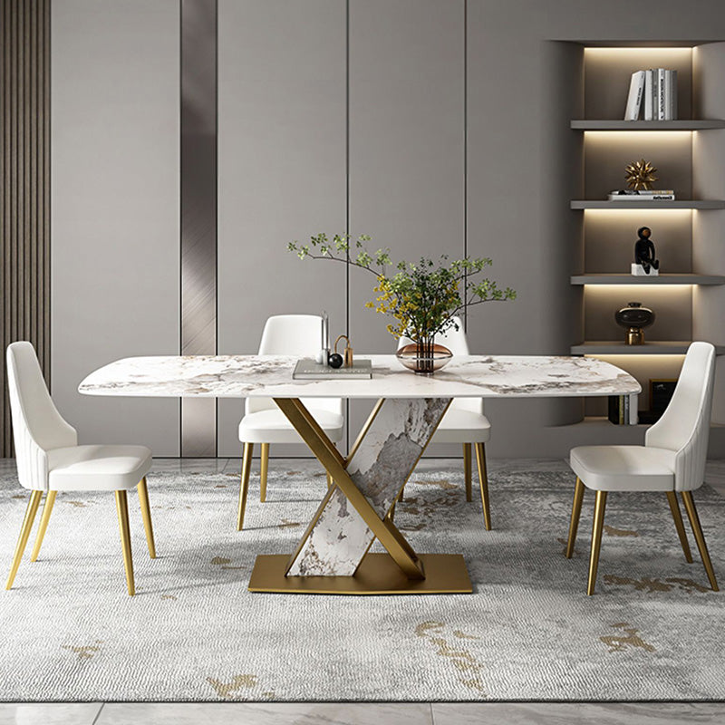 Luxurious Sintered Stone Top Dining Set Rectangular 1/4/5/7 Pieces Dining Room Table Set