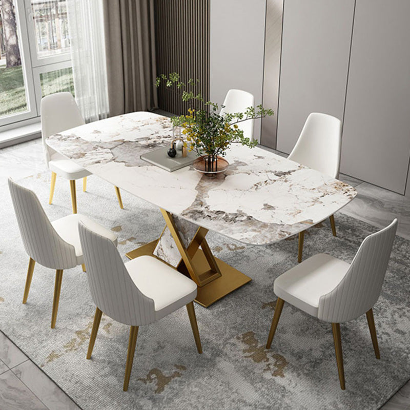 Luxurious Sintered Stone Top Dining Set Rectangular 1/4/5/7 Pieces Dining Room Table Set