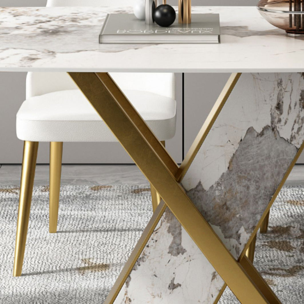 Luxurious Sintered Stone Top Dining Set Rectangular 1/4/5/7 Pieces Dining Room Table Set