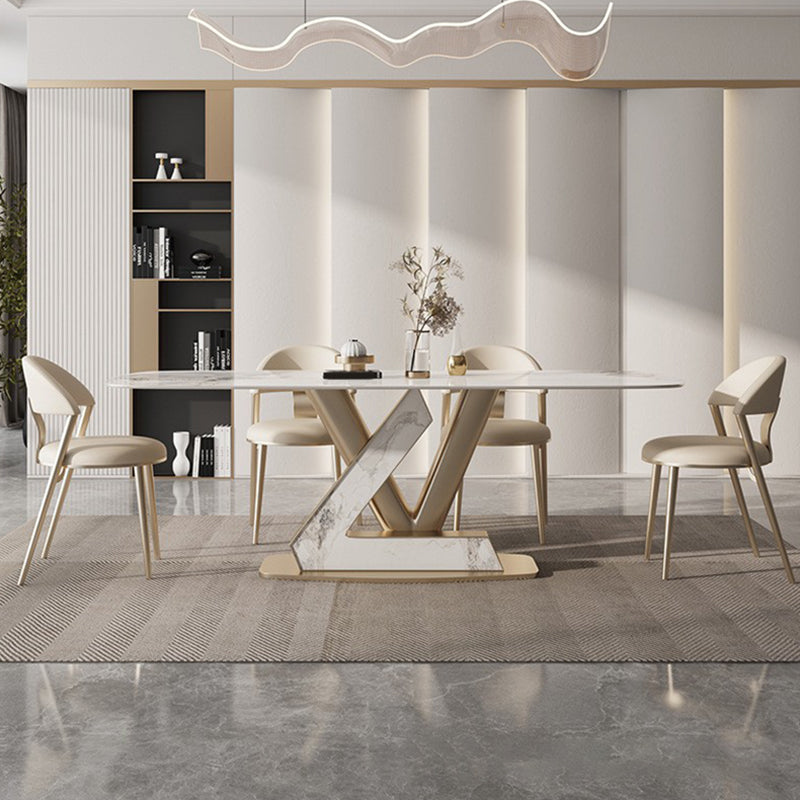 Nordic Sintered Stone Top Dining Set Rectangular 1/4/5/7/9 Pieces Dining Room Table Set