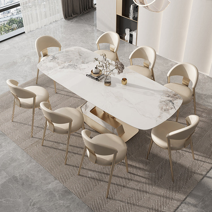 Nordic Sintered Stone Top Dining Set Rectangular 1/4/5/7/9 Pieces Dining Room Table Set