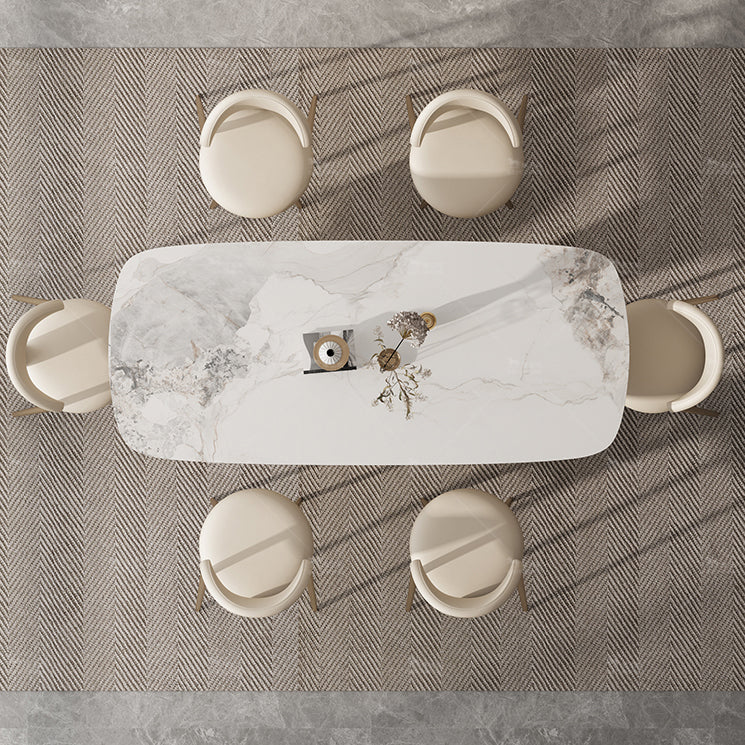 Nordic Sintered Stone Top Dining Set Rectangular 1/4/5/7/9 Pieces Dining Room Table Set