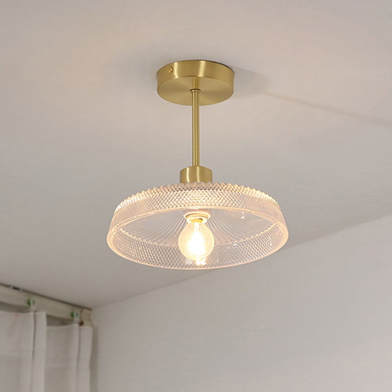Modern Metal Ceiling Light Geometric Shape Flush Mount with Glass Shade for Living Room