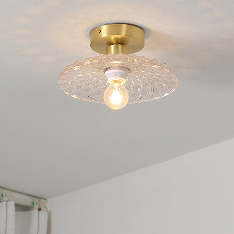 Modern Metal Ceiling Light Geometric Shape Flush Mount with Glass Shade for Living Room
