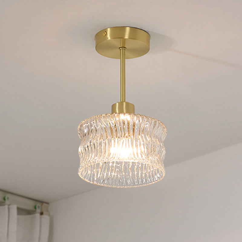 Modern Metal Ceiling Light Geometric Shape Flush Mount with Glass Shade for Living Room
