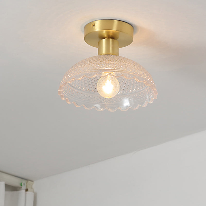 Modern Metal Ceiling Light Geometric Shape Flush Mount with Glass Shade for Living Room