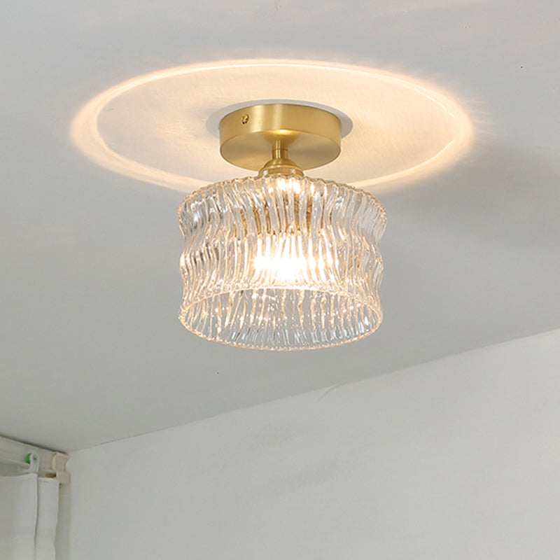 Modern Metal Ceiling Light Geometric Shape Flush Mount with Glass Shade for Living Room