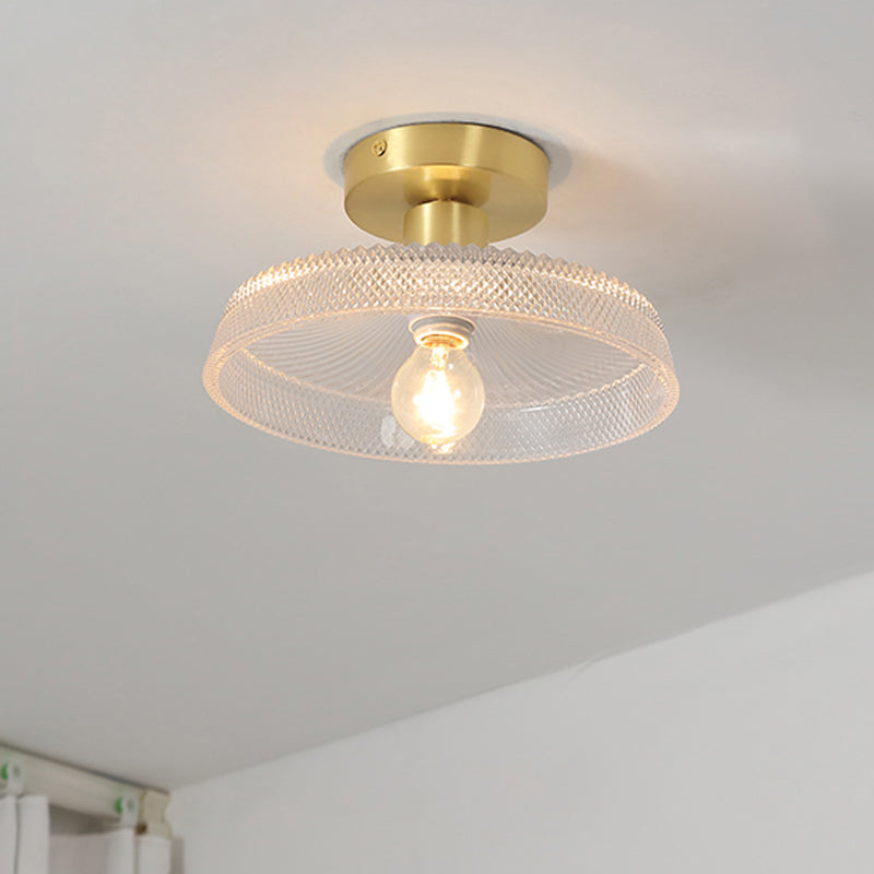 Modern Metal Ceiling Light Geometric Shape Flush Mount with Glass Shade for Living Room
