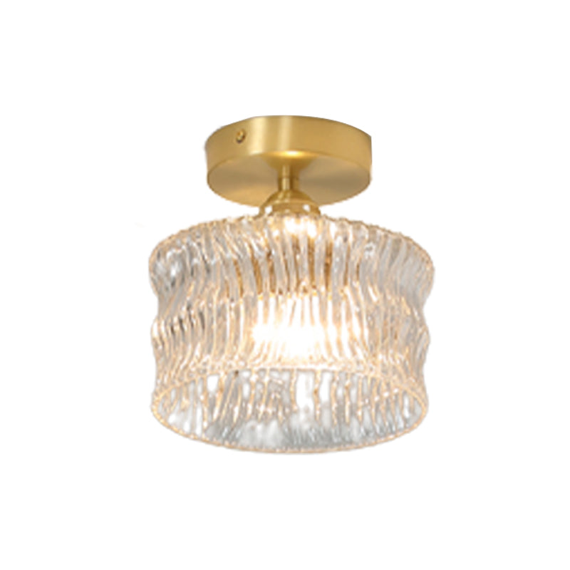 Modern Metal Ceiling Light Geometric Shape Flush Mount with Glass Shade for Living Room