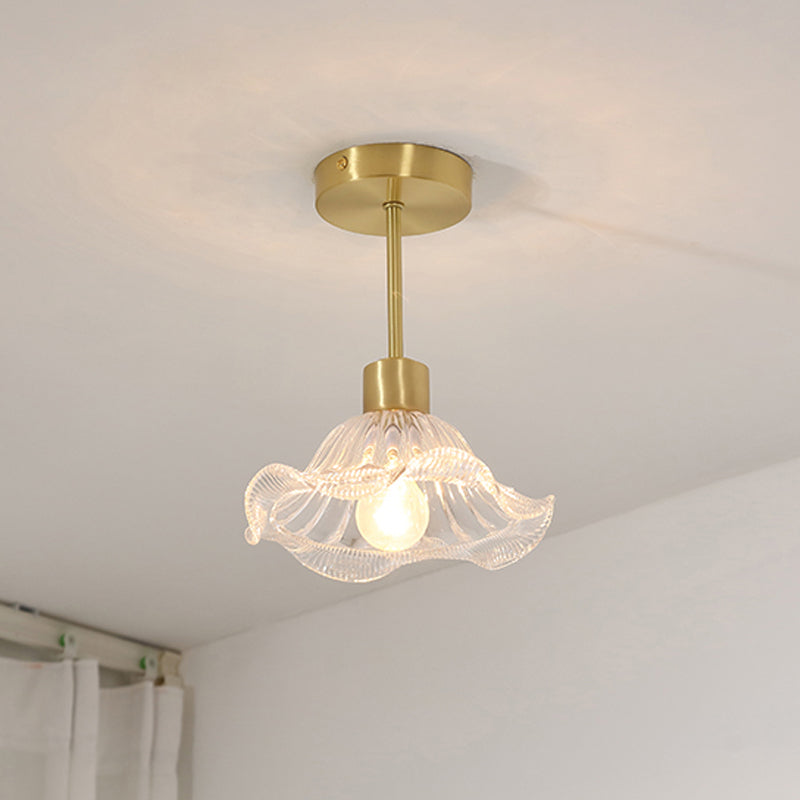 Modern Metal Ceiling Light Geometric Shape Flush Mount with Glass Shade for Living Room