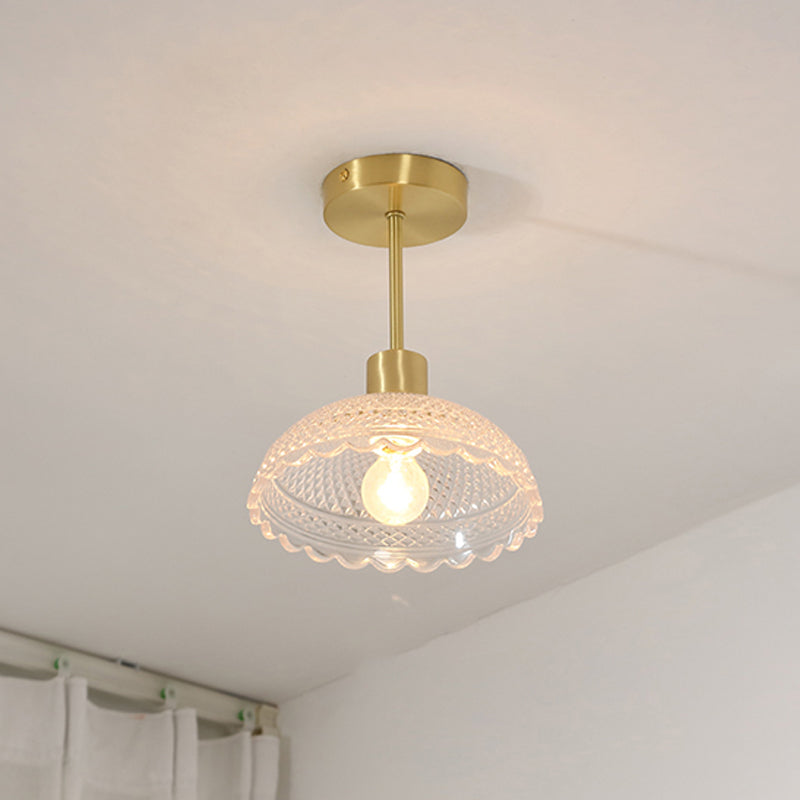 Modern Metal Ceiling Light Geometric Shape Flush Mount with Glass Shade for Living Room
