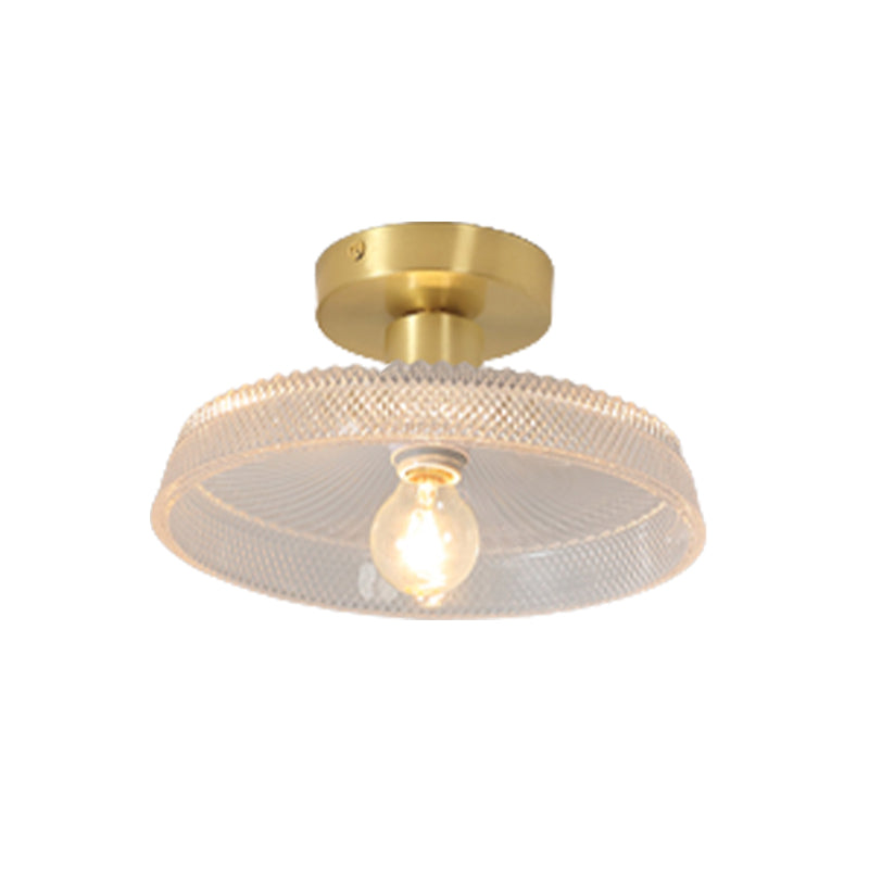 Modern Metal Ceiling Light Geometric Shape Flush Mount with Glass Shade for Living Room