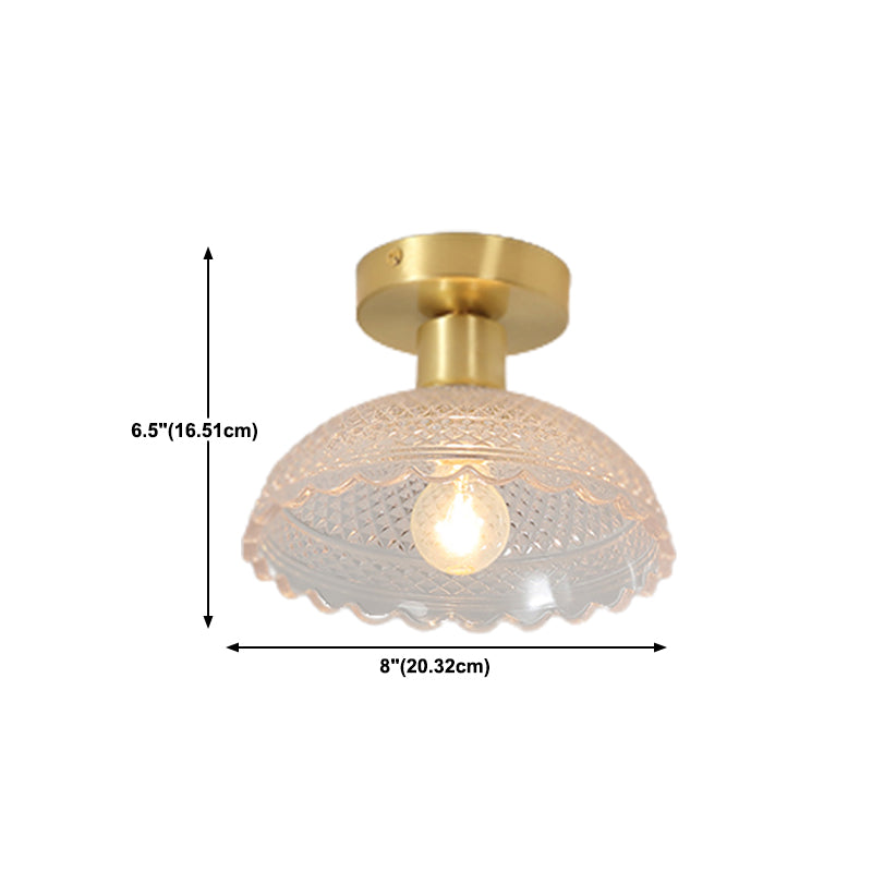Modern Metal Ceiling Light Geometric Shape Flush Mount with Glass Shade for Living Room