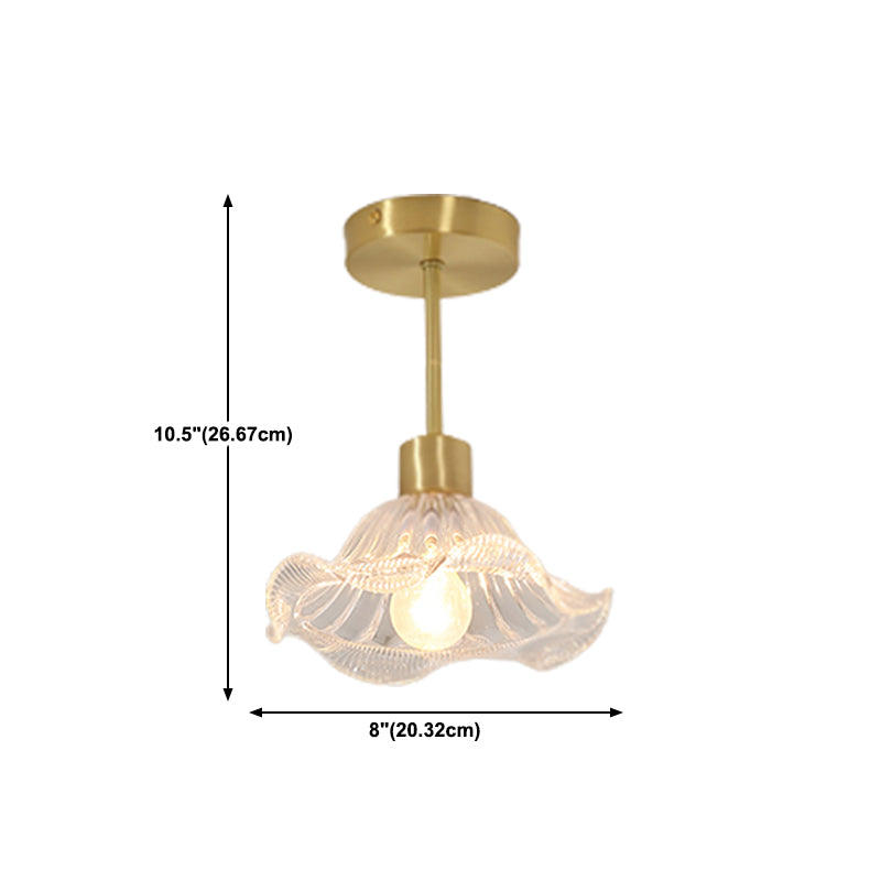Modern Metal Ceiling Light Geometric Shape Flush Mount with Glass Shade for Living Room