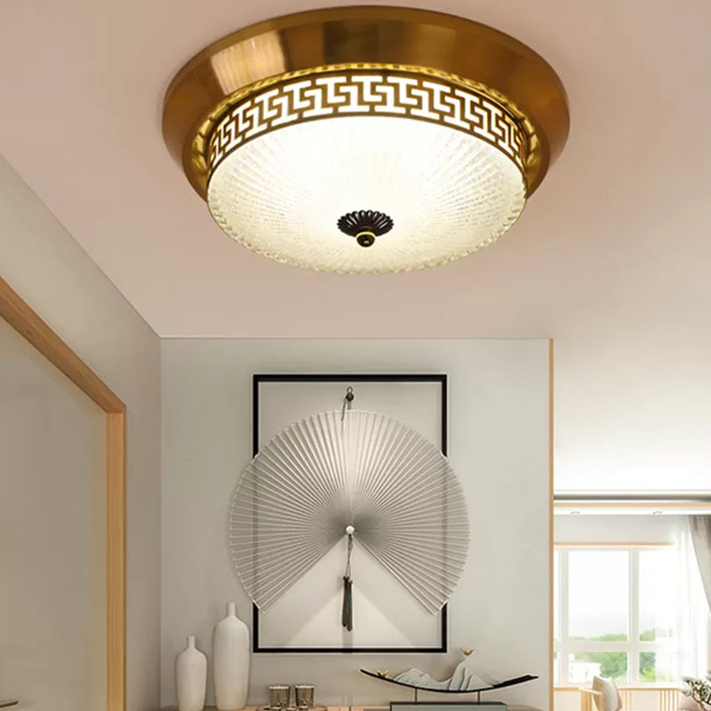 Modern Metal Ceiling Light Circle Shape LED Flush Mount with Glass Shade for Living Room
