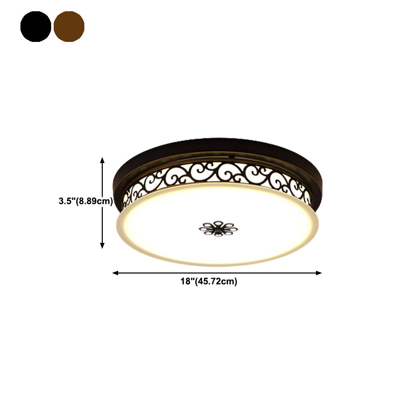 Modern Metal Ceiling Light Circle Shape LED Flush Mount with Glass Shade for Living Room