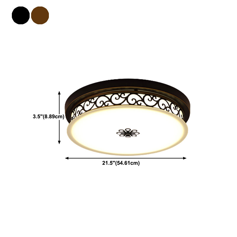 Modern Metal Ceiling Light Circle Shape LED Flush Mount with Glass Shade for Living Room
