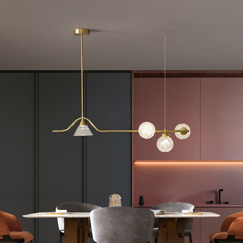 Black/Golden Kitchen Island Lighting Glass Ceiling Light for Living Room