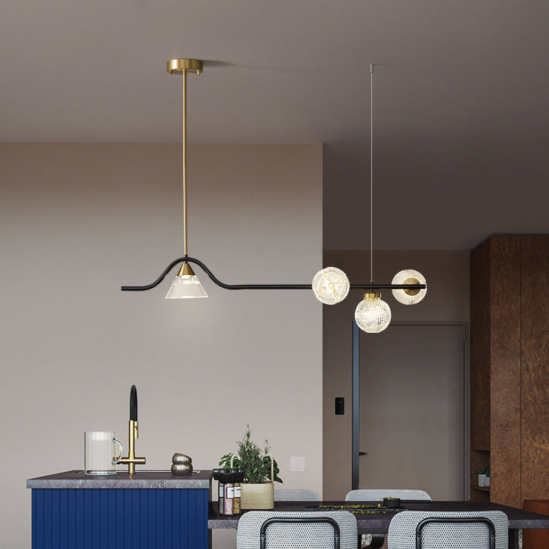 Black/Golden Kitchen Island Lighting Glass Ceiling Light for Living Room
