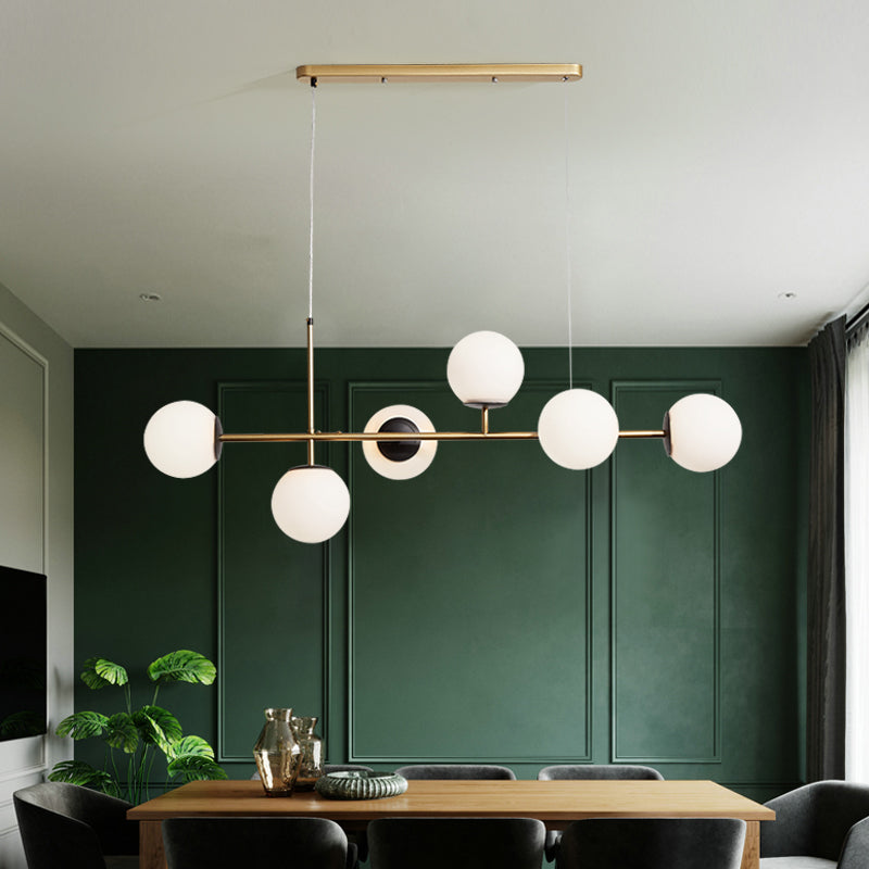 46 - Inch 6 - Light Island Pendant Iron and Glass Ball Shade Ceiling Fixture