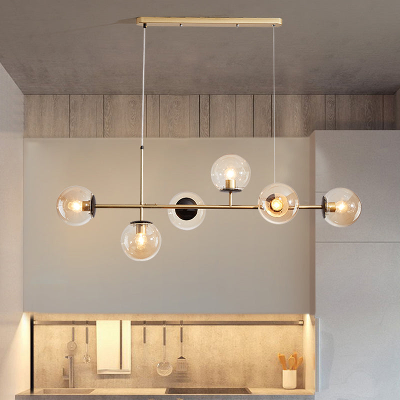 46 - Inch 6 - Light Island Pendant Iron and Glass Ball Shade Ceiling Fixture
