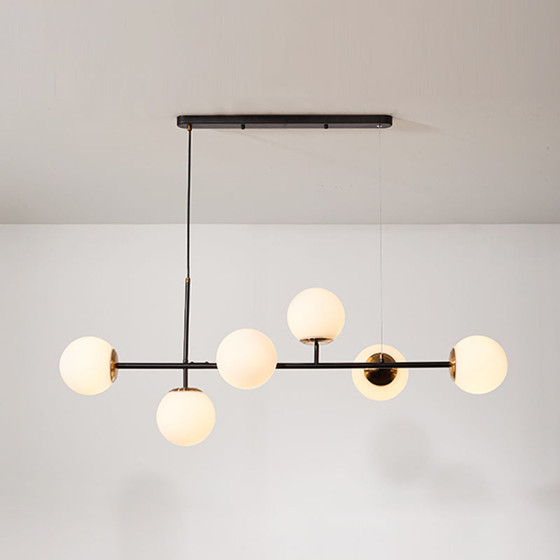 46 - Inch 6 - Light Island Pendant Iron and Glass Ball Shade Ceiling Fixture