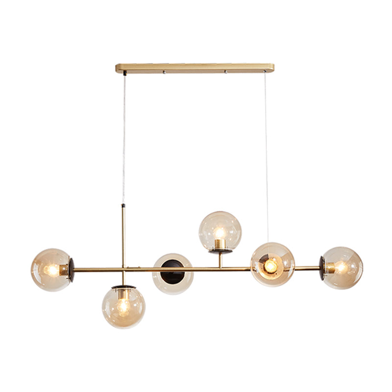 46 - Inch 6 - Light Island Pendant Iron and Glass Ball Shade Ceiling Fixture