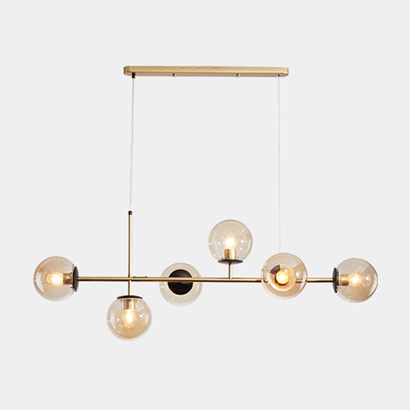 46 - Inch 6 - Light Island Pendant Iron and Glass Ball Shade Ceiling Fixture