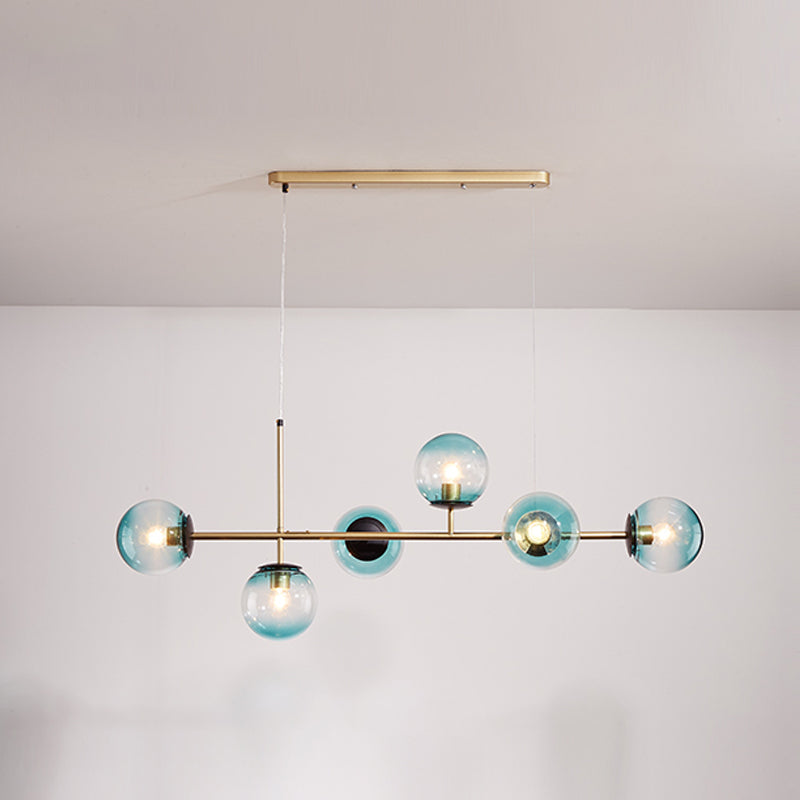 46 - Inch 6 - Light Island Pendant Iron and Glass Ball Shade Ceiling Fixture
