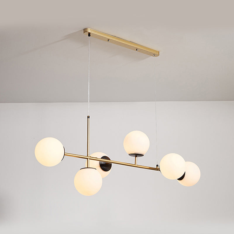 46 - Inch 6 - Light Island Pendant Iron and Glass Ball Shade Ceiling Fixture