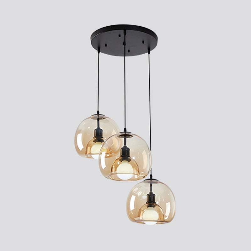1 / 3 - Light Island Pendant Light in Dark Black Metal and Glass Ceiling Pendant Fixture