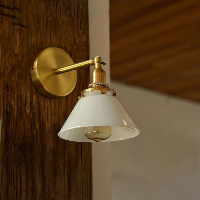 1-Light Cone Wall Light Sconce Industrial Style Glass Wall Mounted Lights