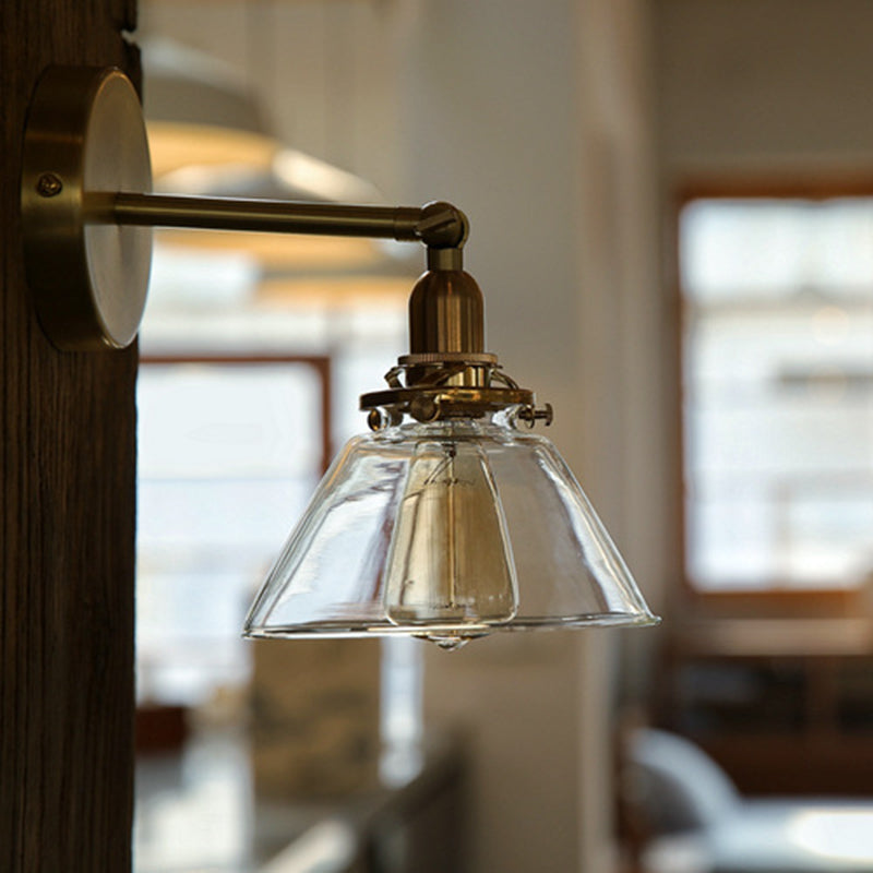 1-Light Cone Wall Light Sconce Industrial Style Glass Wall Mounted Lights