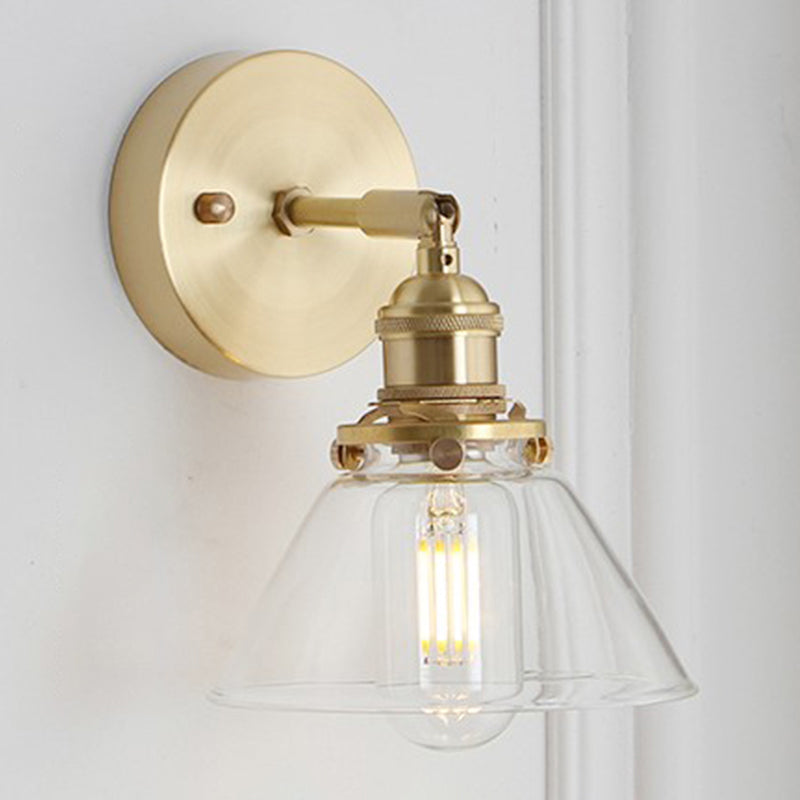 1-Light Cone Wall Light Sconce Industrial Style Glass Wall Mounted Lights