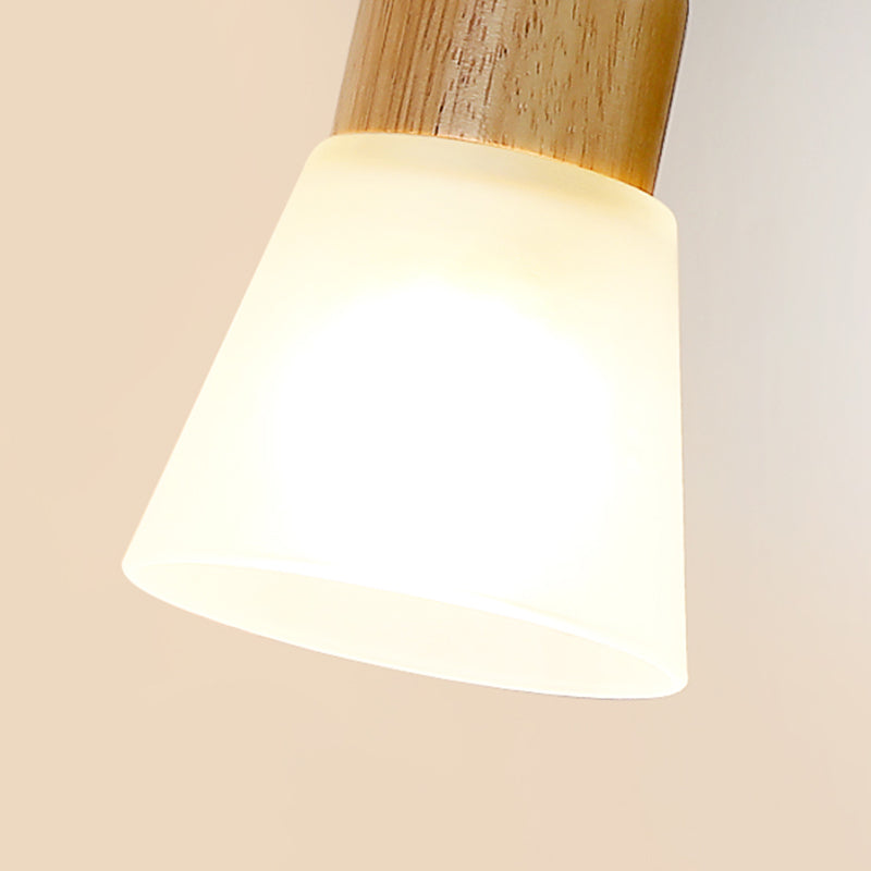Modern Kids Wood Wall Sconce Geometric Shape Metal Wall Light with Glass Shade for Bedroom