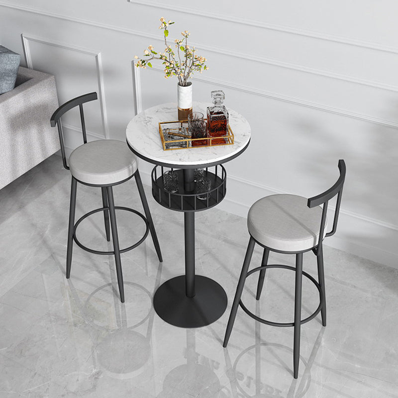 Scandinavian Metal Barstool Fabric Counter Stool in Matte Finish
