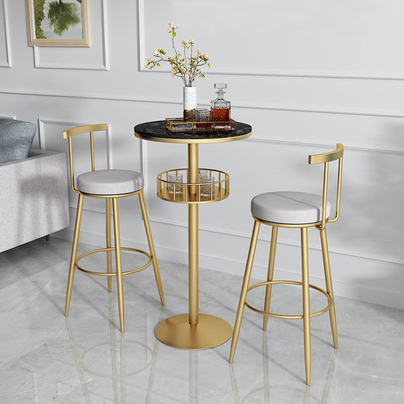 Scandinavian Metal Barstool Fabric Counter Stool in Matte Finish