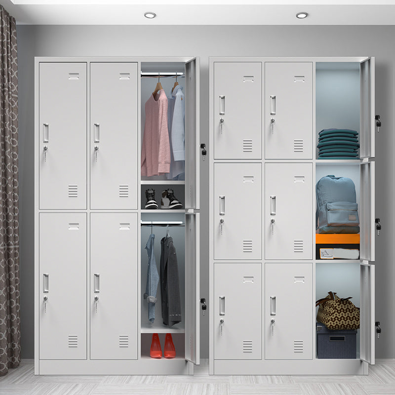Modern Grey Storage Cabinet with Hinged Door Metal Cabinet for Bathroom