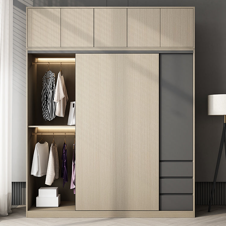 Engineered Wood Wardrobe Armoire Modern Sliding Door Wardrobe