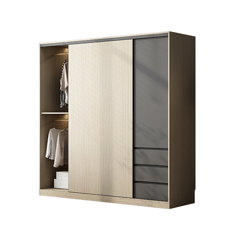 Engineered Wood Wardrobe Armoire Modern Sliding Door Wardrobe